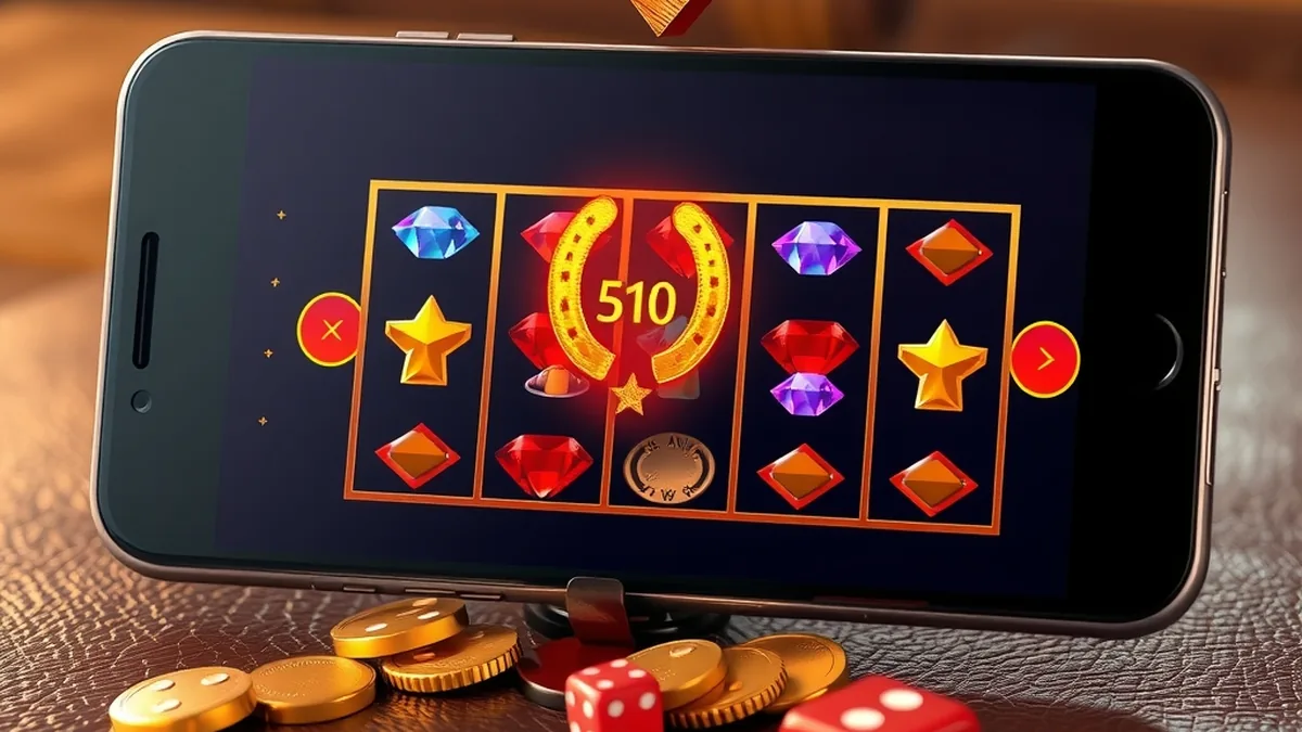 Smartphone Android affichant des rouleaux de slot, application Lizaro
